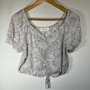 Pink Rose Font‎ tie Adjustable Crop Top Size Medium